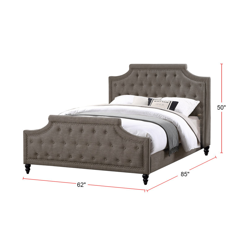 Lit plateforme tapissier capitonné Ditmars, Marron, Grand