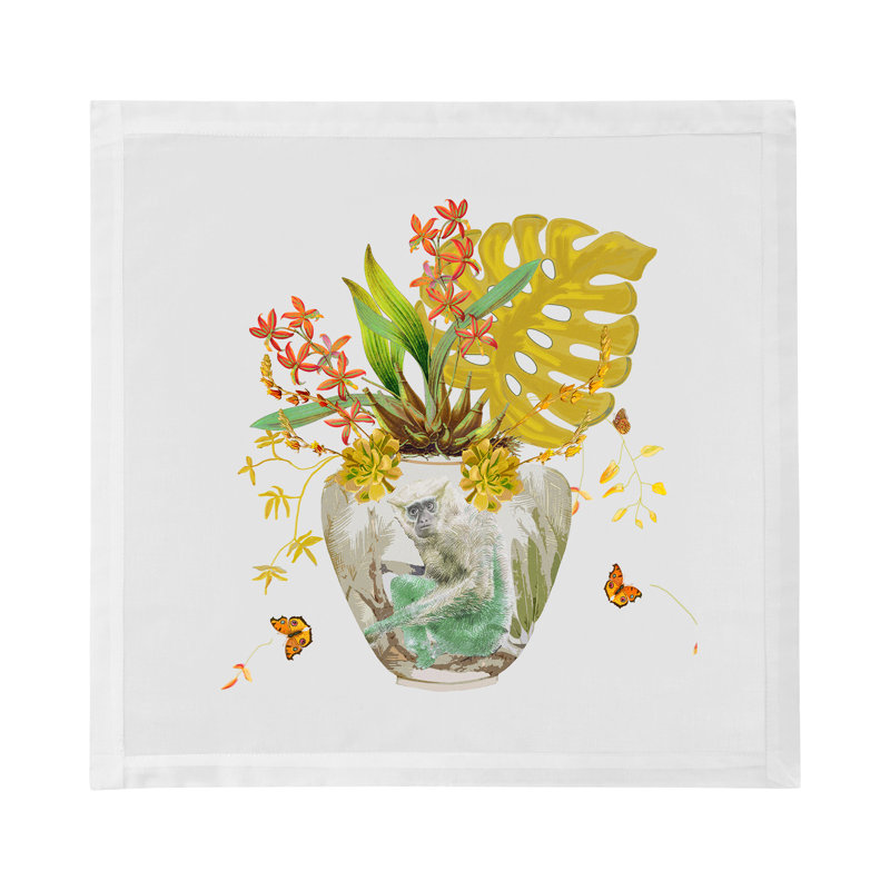 Monkey Large Jungle Cotton Sateen Dinner Napkins, Dijon