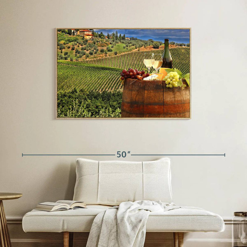Vin blanc toscan, Cadre flottant en bois naturel, 40 po x 27 po