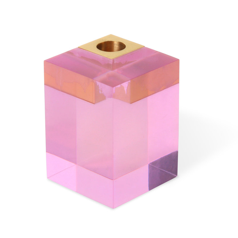 Monte Carlo Candle Holder, Pink, 2.5" H x 3" W x 3" D