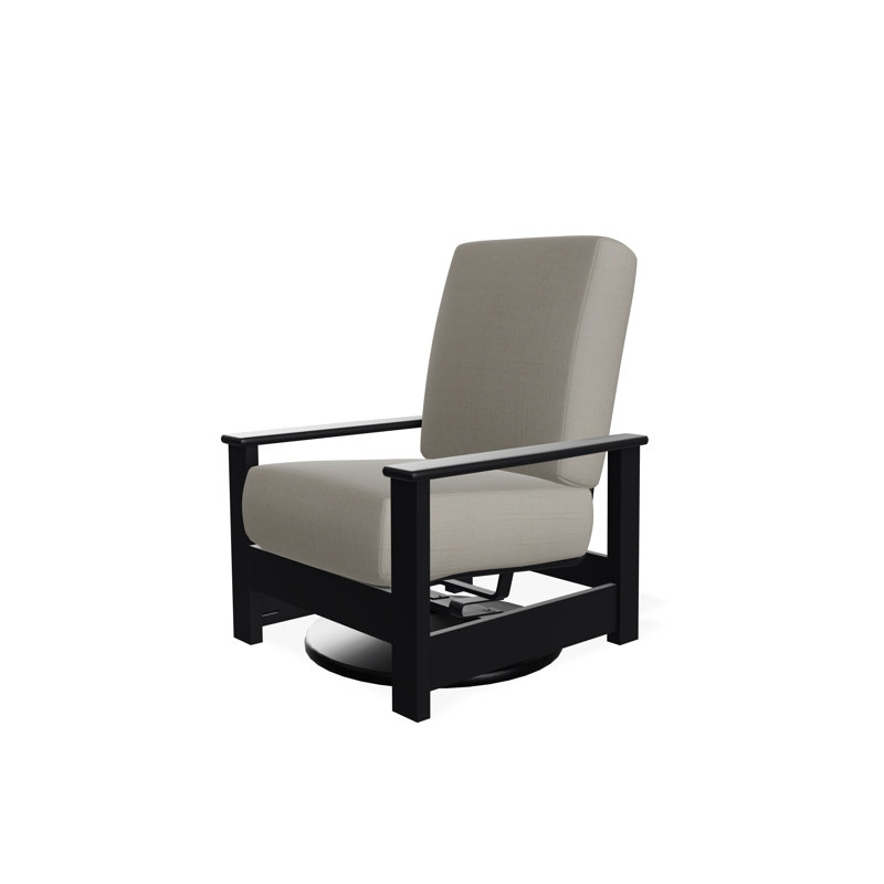 Chaise berçante pivotante cachée en polymère Leeward, Noir, Lin naturel