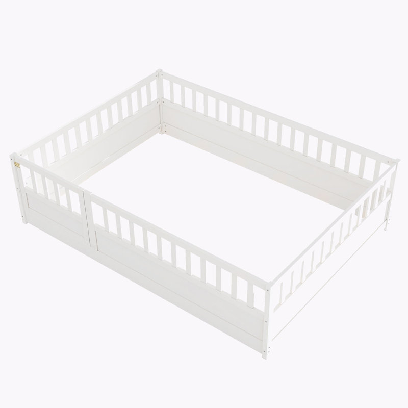 Etian Floor bed, integral construction with super high security barrier, door, children's floor bed frame, Montessori children's floor bed