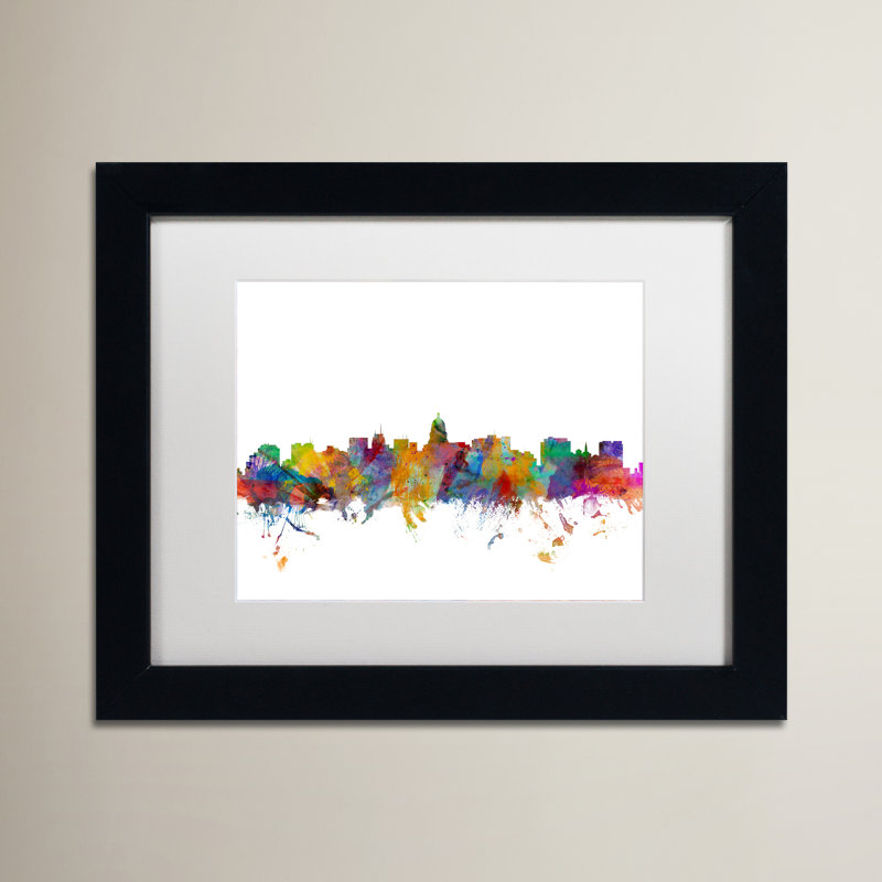 « madison wisconsin », impression encadrée, H 11 po x l 14 po x P 0,5 po, Blanc