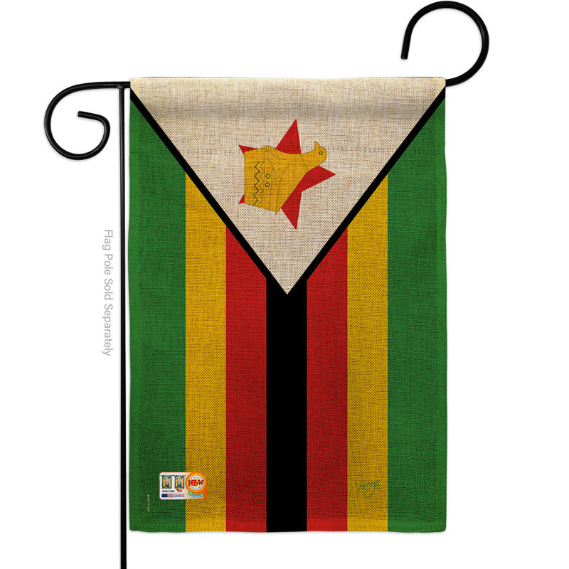 En toile jute 2 côtés 18,5 x 13 po zimbabwe drapeau de jardin