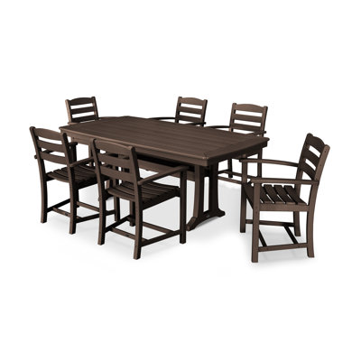 La Casa Café 7-Piece Arm Chair Dining Set with Trestle Legs