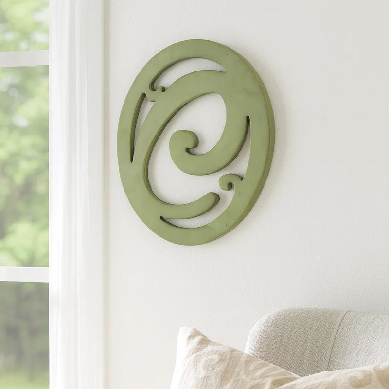 Wooden Oval Frame Wall Monogram with C Letter, Green, C, Green