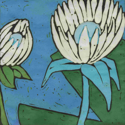 Turquoise Batik Botanical IV