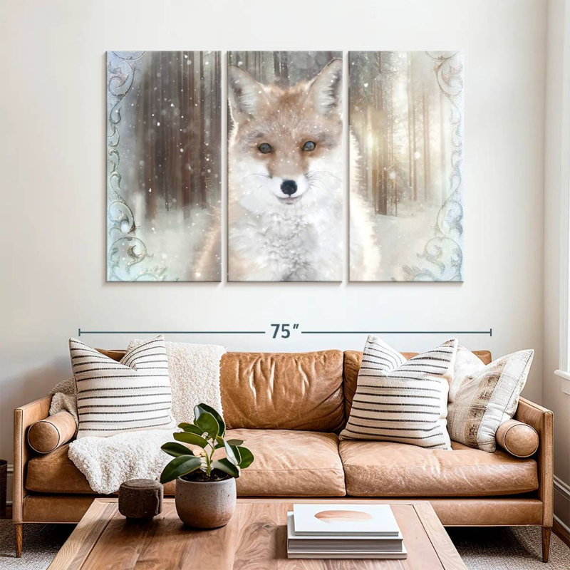 Renard d'hiver enchanté, H 42 po x l 65 po