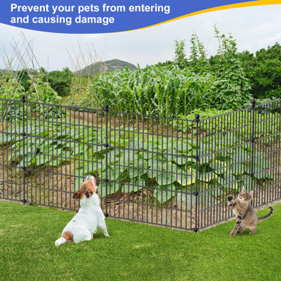 Clôture de jardin 10 panneaux d'extérieur sans barrière pour l'extérieur, barrière pour animaux 40 po (h) x 23,6 pi (l) pour animaux de compagnie, clôture antidérapante pour chien, lapin et piquets de terrasse