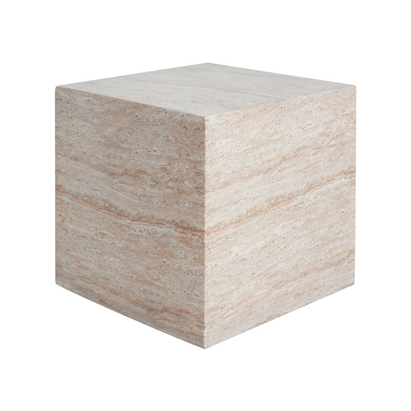 Table d'appoint extérieure / intérieure carrée en travertin léger (table incluse seulement)