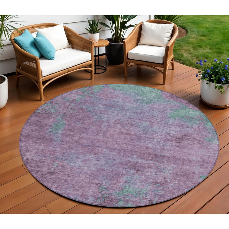 Tapis rond lavable et bleu sarcelle 8 po