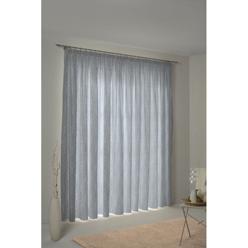 Caleigh Easy Diamond Slot Top Opaque Curtain, 145 W x 225 D cm, Dark Blue/Light Blue