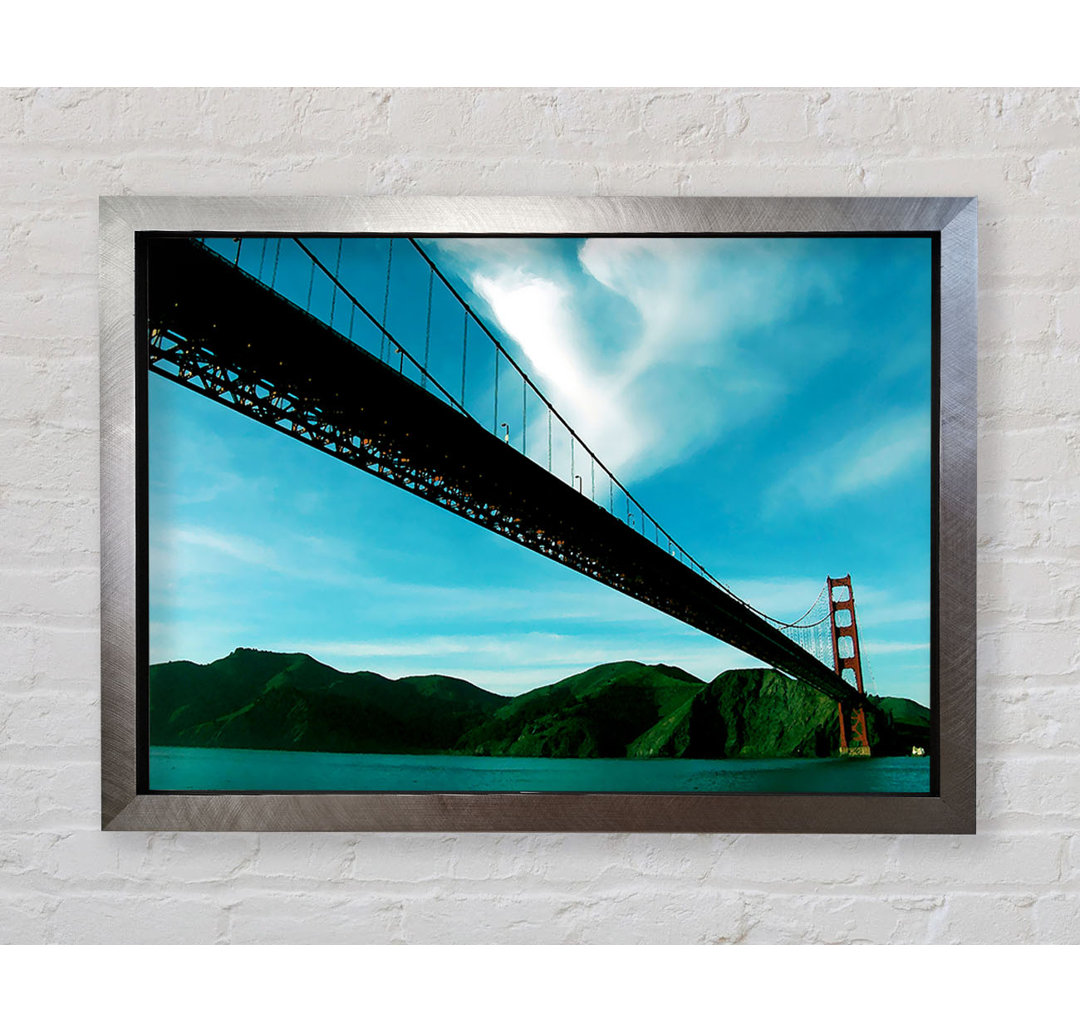 San Francisco Silveren Gate Bridge Blaue Ansicht - Druck