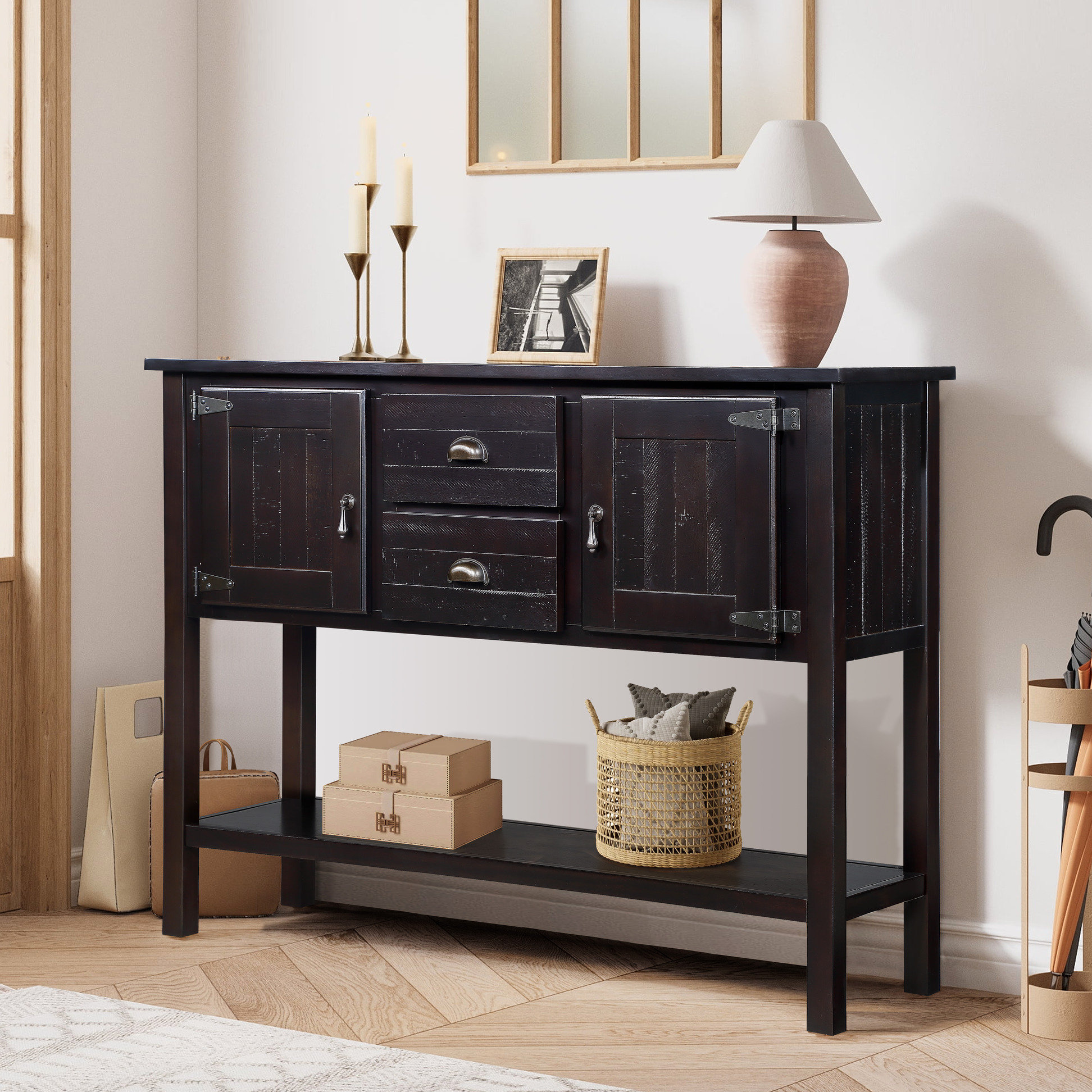 Ophelia & Co. Solid Wood Console Table With Drawers, Rustic Look - 48 ...