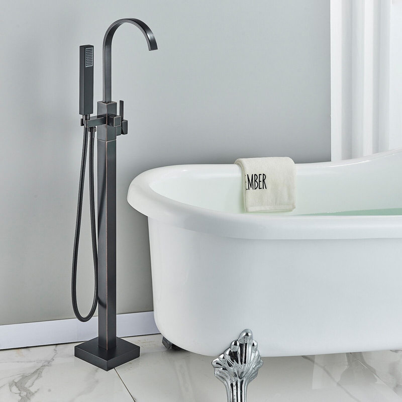 1 Handle Floor Mounted Waterfall Faucet with Diverter, Oil Rubbed Bronze