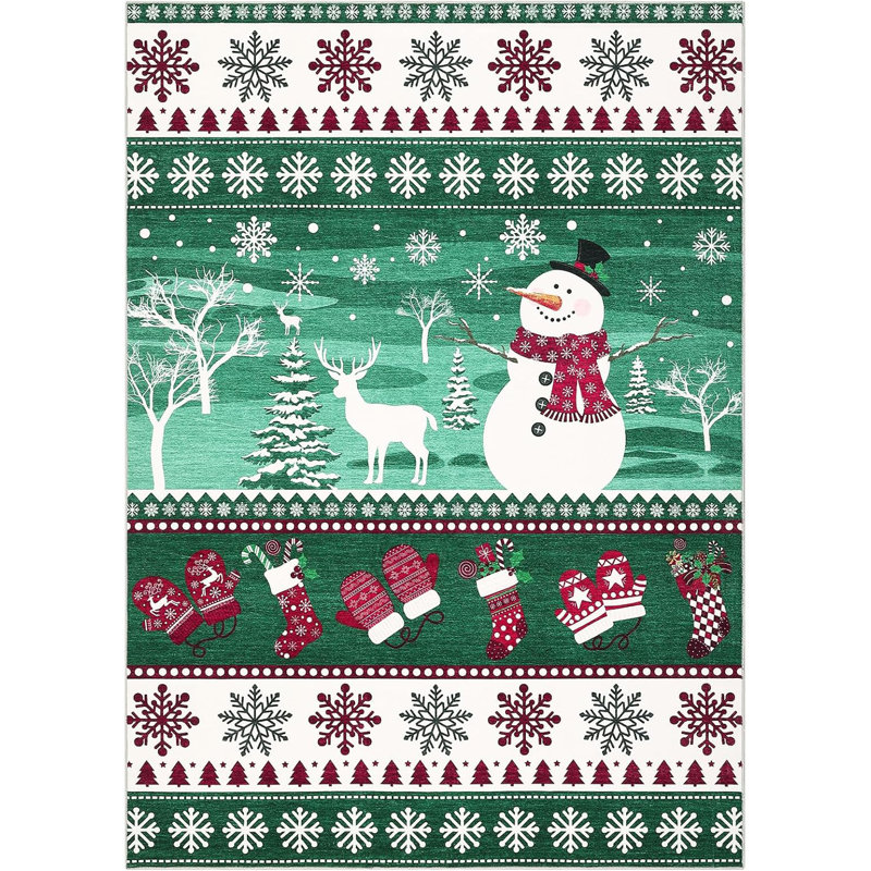 Tapis de Noël 2x6 - lavable, antidérapant, imprimé père Noël et renne, velours court, tapis pliable pour le couloir, la cuisine, le chevet (gris)
