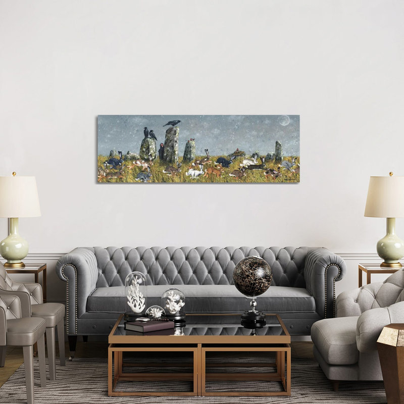 The Running Of The Hares by Maggie Vandewalle - Panoramic Painting on Canvas, 152.4 cm H x 50.8 cm W x 1.91 cm D