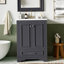 Ensemble de meuble-lavabo 24 po avec lavabo en céramique, armoire de rangement autoportante moderne avec poignées argentées, portes à fermeture douce-1101529410
