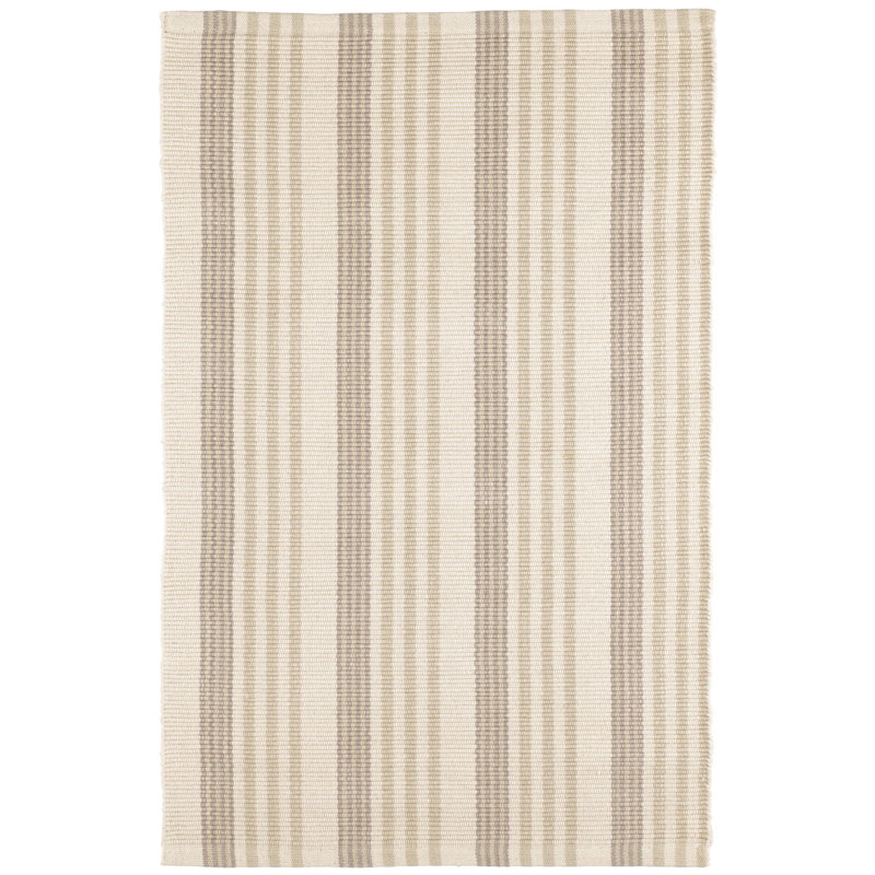 Putney Stripe Ivory Handwoven Cotton Rug, Rectangle 8'6" x 11'6"