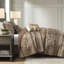 Courtepointe pour lit double / grand lit - qualité brun / or, motifs de feuilles, accents dorés, coussins décoratifs inclus et détails, pops, literie polyvalente-121318640