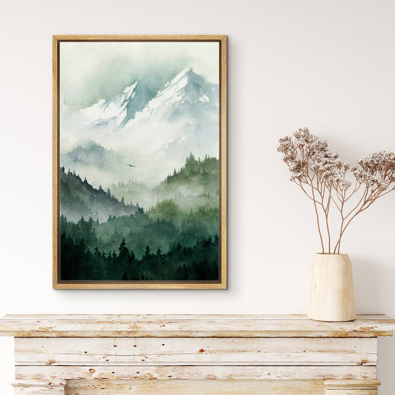 Woodland Forest Landscape Green Mountain Nature Scene Modern Decor Large Frame, impression sur toile, art mural, Naturel