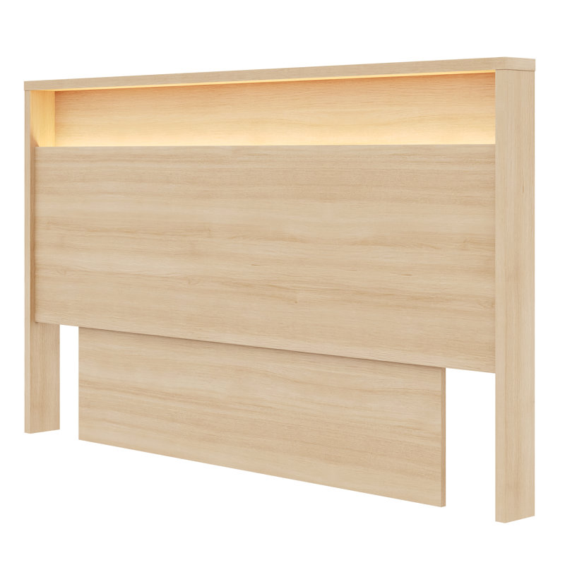 Gael Queen Size Headboard with Integrated Lighting, Beige