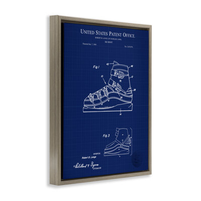 Ski Boot Blueprint Framed Floater Canvas Wall Art by Karl Hronek