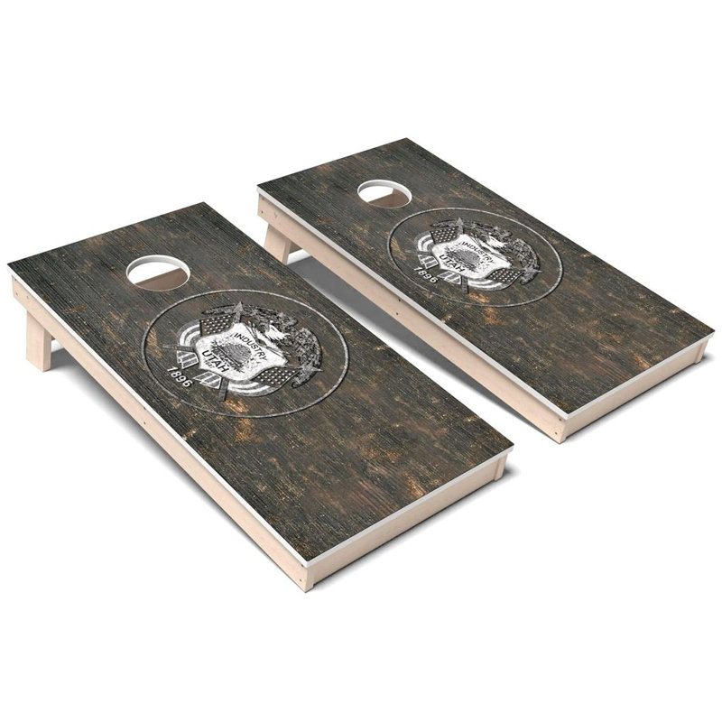 Ensemble de planches de cornhole composites rétro toutes saisons Utah State Flag, Ajouter un étui et des lumières