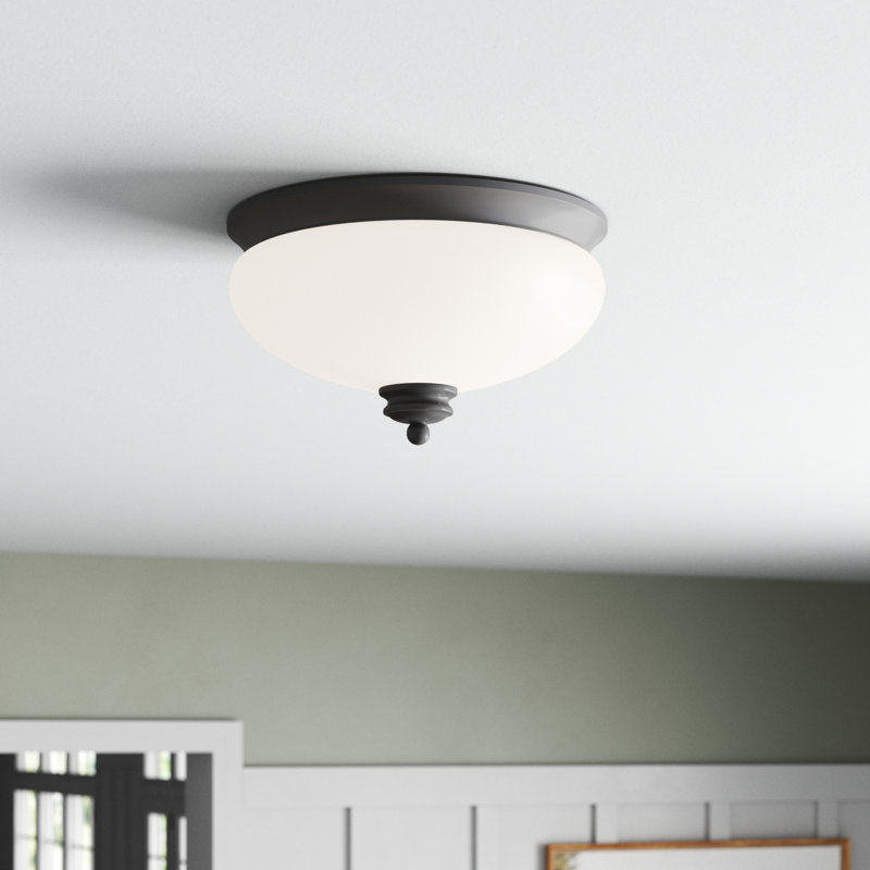 Reichert Glass Flush Mount, Seeded, Matte Black