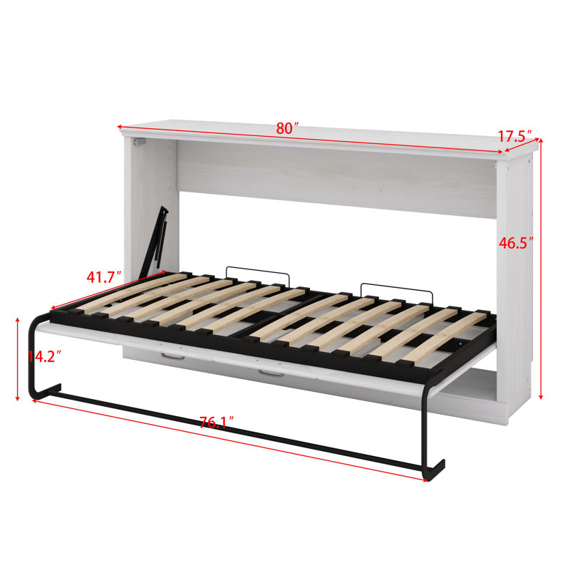 Lit escamotable horizontal, lit escamotable mural, armoire pliante, meuble peu encombrant pour chambre d'amis polyvalente, bureau personnel