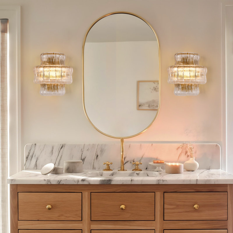 2- Light Iron Flush Mounted Sconce With Clear Glass