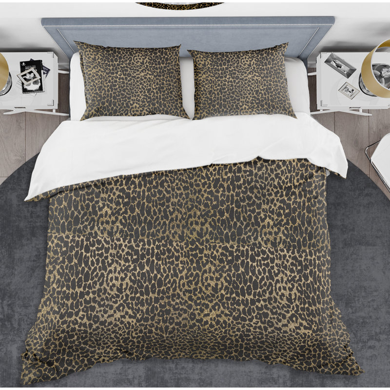 Ensemble de housse de couette Mid-Century - Fourrure de léopard Safari V, Housse simple + 1 taie décorative