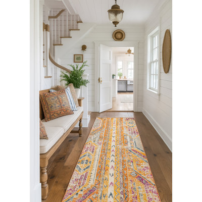 Tapis jaune à motif abstrait Kymiere