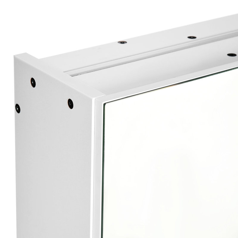 Miroir de salle de bain avec rangement, DEL, gradateur, blanc - Cabinet de meuble-lavabo pratique et port de charge