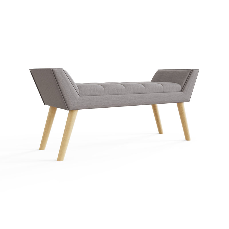 Cauley Upholstered Bench, Hopsack Grey