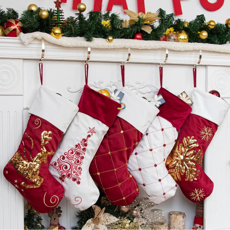 Chaussette de Noël rouge et blanche