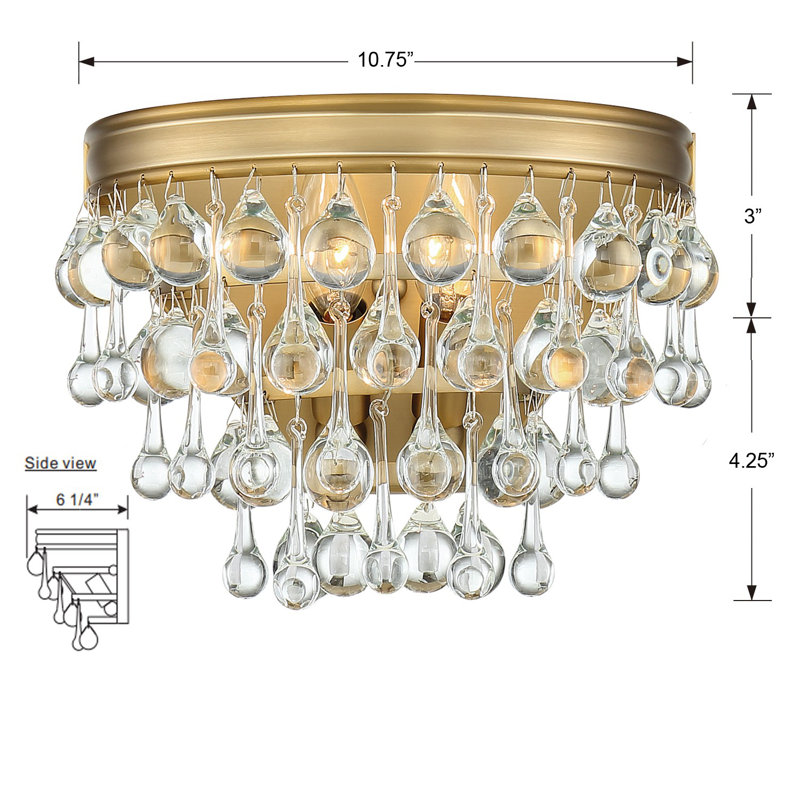 Stoneham 2 - Light Dimmable Flush Mount Sconce, Vibrant Gold