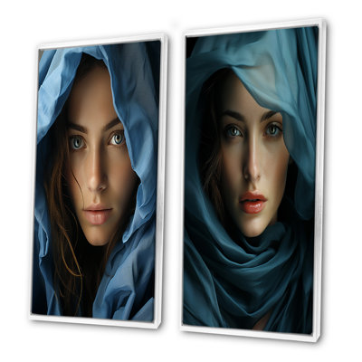 Sapphire Serenity Woman Beauty - Woman Canvas Prints Set Of 2