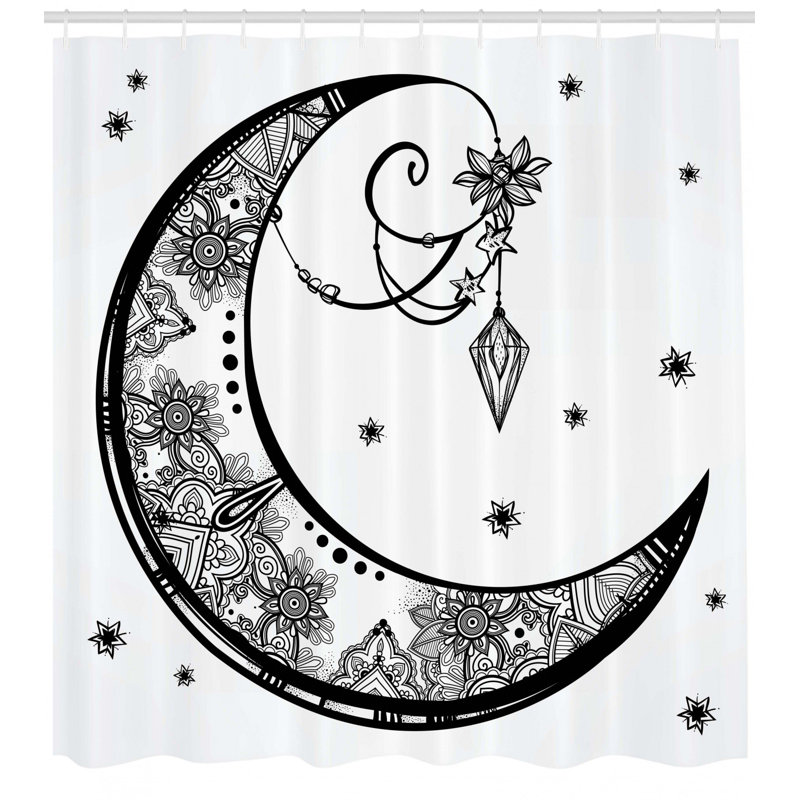  Rideau de douche Tribal Paisley Floral Moon Crescent Gems, H 70 po x l 69 po
