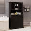 Armoire de salle de bain inclinable à deux compartiments avec panier à linge haut et 2 tablettes réglables