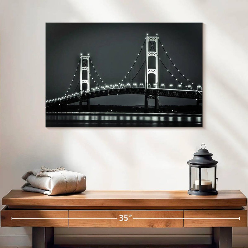 Lilie Night Sky At Mackinac Bridge, 34" H x 51" W