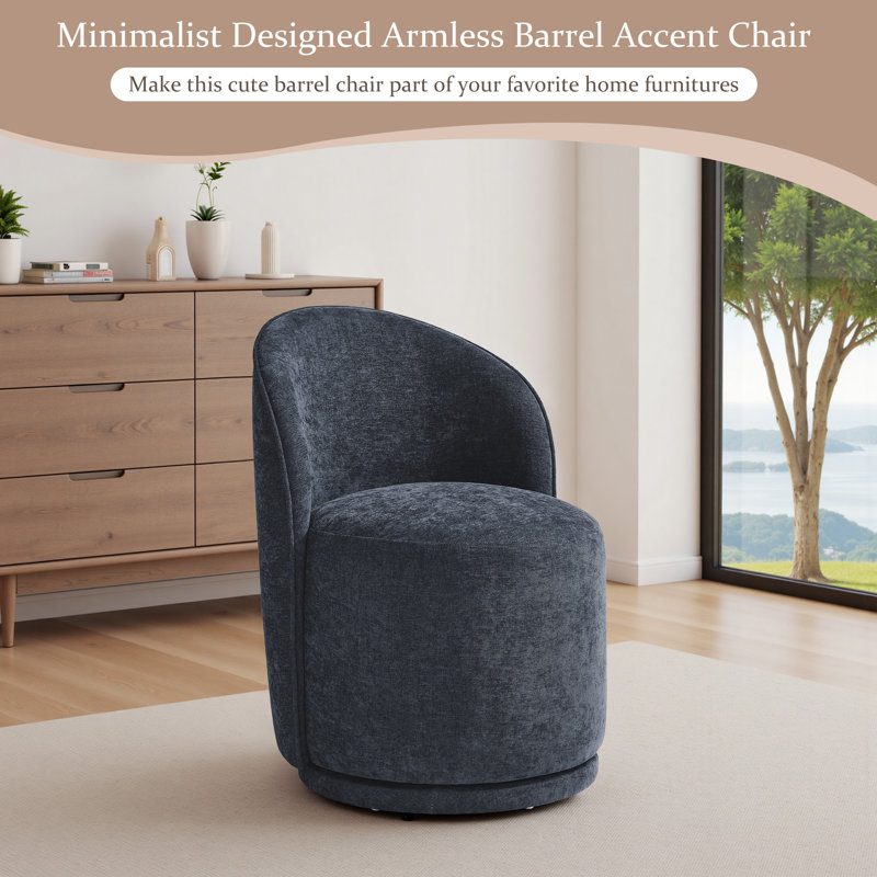 Chaise pivotante intégrée en tissu, Lin de coton bleu marine