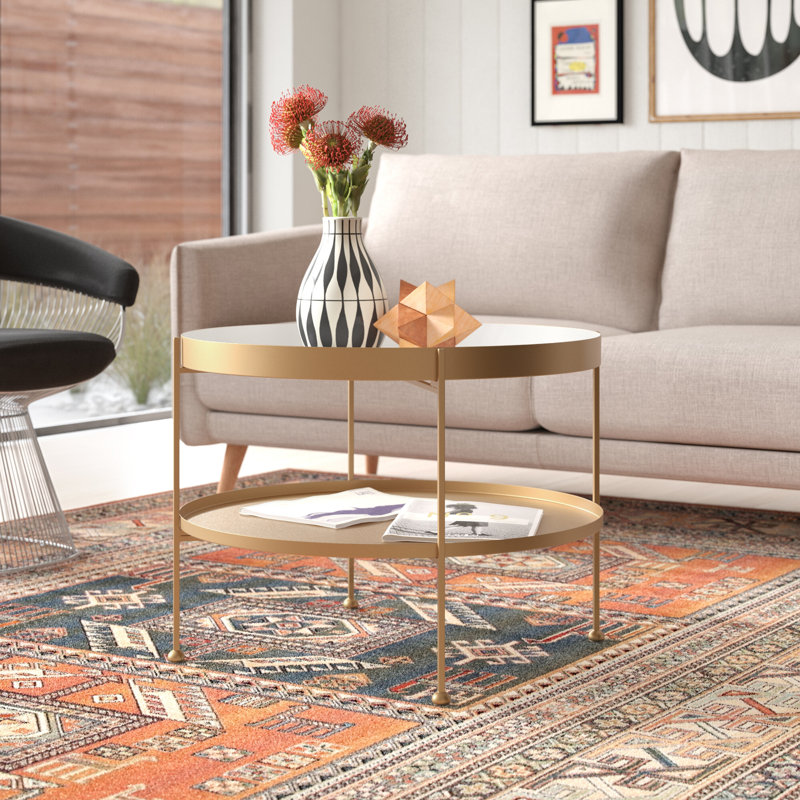 Single Coffee Table, Gold, White