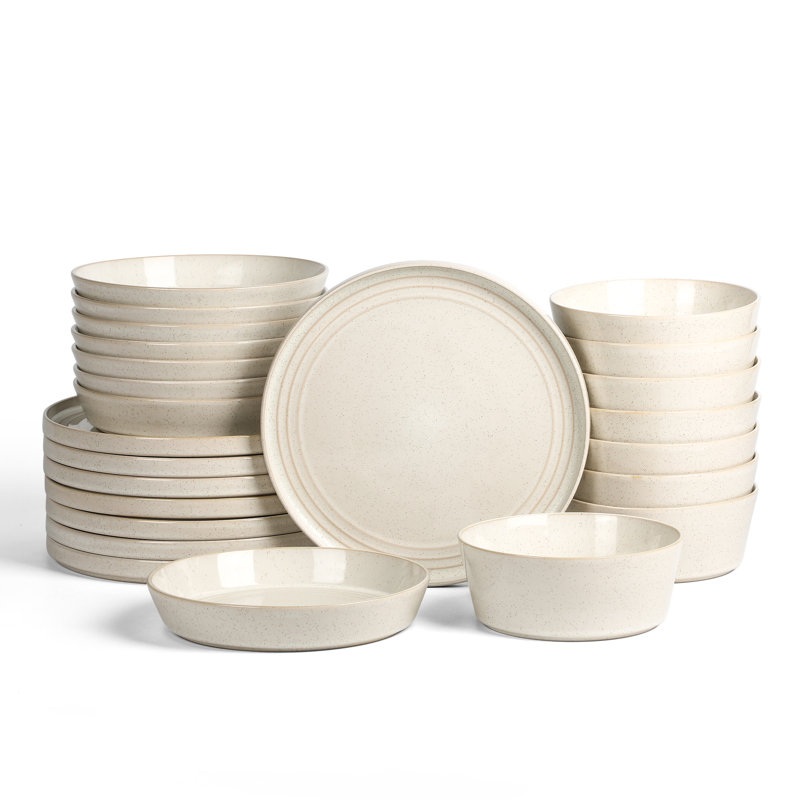 Stone Lain Claire 24-Piece Dinnerware Set Stoneware, White