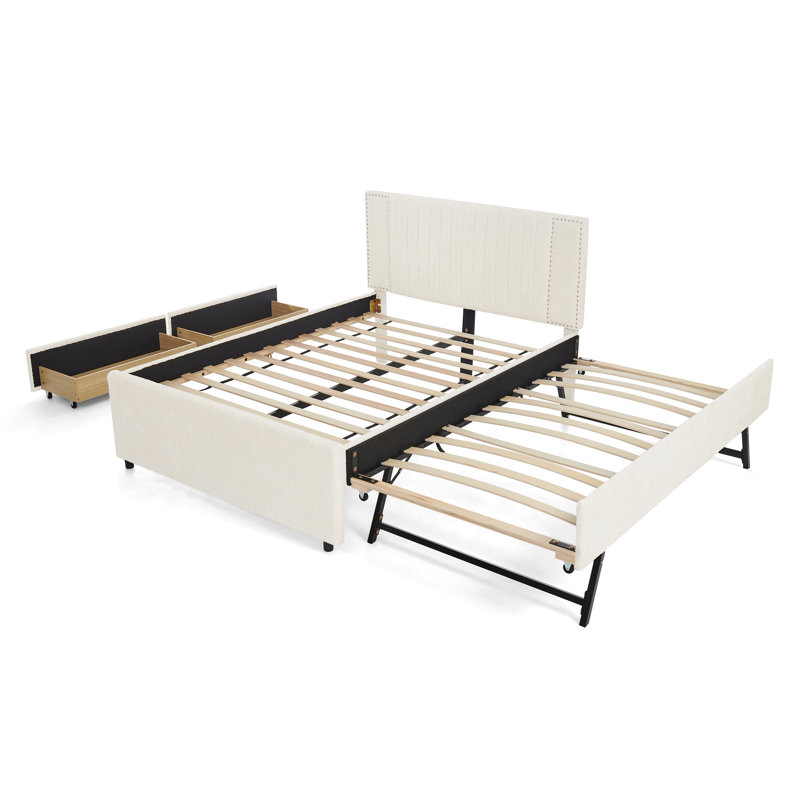 Camille Upholstered Bed, Full / Double, Beige