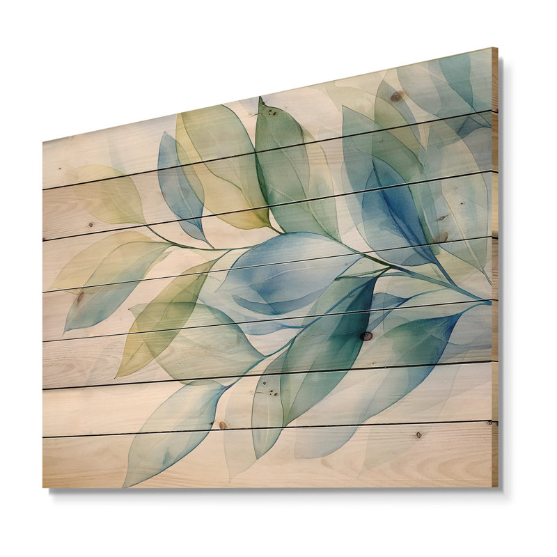 Plantes botaniques vertes minimalistes II - feuilles, décoration murale en bois sur bois de pin naturel, H 34 po x l 44 po