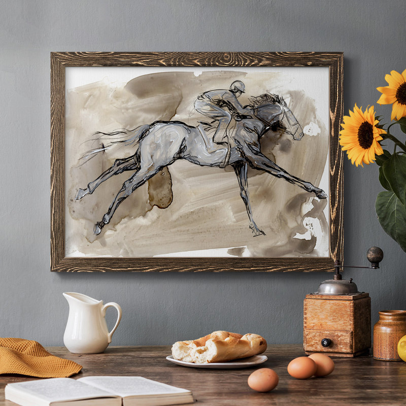 «Off To The Races I», peinture sur toile encadrée, Noyer, H 18 po x l 26 po x P 1,5 po