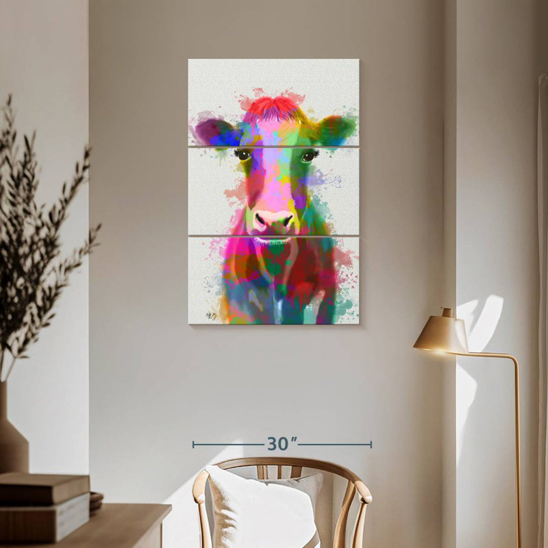 Brampt Rainbow Splash Cow, 57" H x 36" W