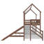 Lit superposé cabane en bois massif avec glissade et escalier de rangement-1069909885
