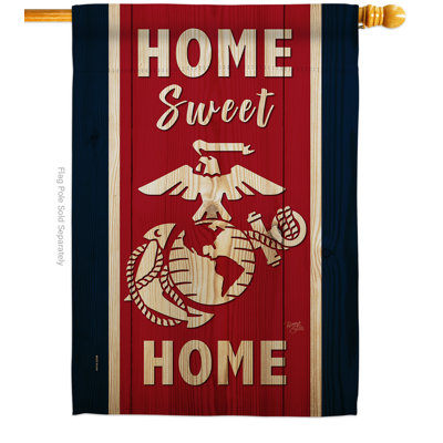 Polyester à 2 faces 40 po x 28 po Home Sweet marine corps Drapeau pour la maison